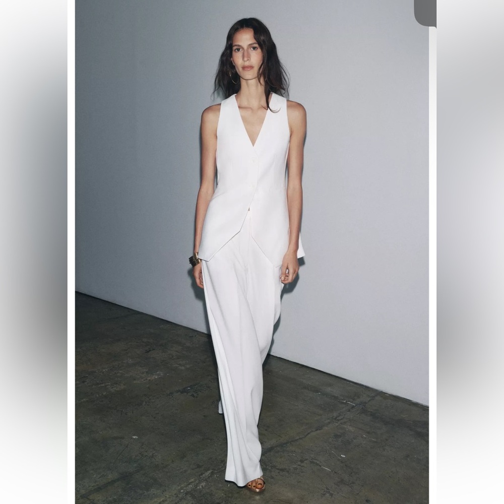 Zara set ZW collection Wide leg pants and fitted Vest